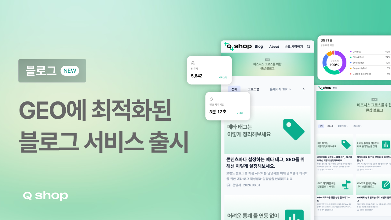 GEO 최적화도 성과 분석도 강한 블로그 | 큐샵 블로그 출시